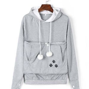grey cat pouch hoodie